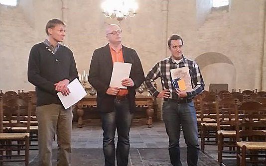 De winnaars (v.l.n.r.): Christian Drost, Niels-Jan van der Hoek en Tobias Groeneveld. Beeld Hilda Rodenboog