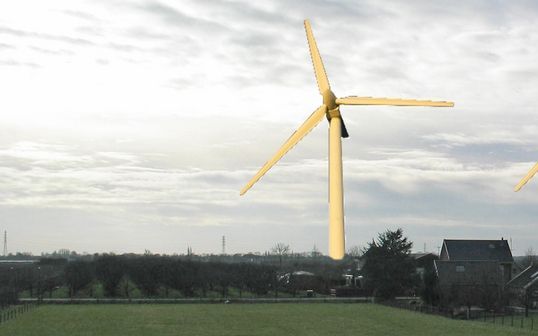 ECHTELD – Acht windmolens krijgen mogelijk een plekje op de grens van de gemeenten Neder-Betuwe en Buren. Inwoners van Echteld zijn daar niet blij mee. Foto: het schrikbeeld van de Betuwenaren. Fotomontage RD