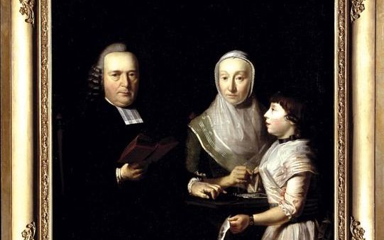 De Leeuwarder predikant Albertus Snethlage, samen met zijn vrouw en dochterje Anna. In werkelijkheid hadden ze vijftien kinderen gekregen, van wie er zes al jong waren gestorven. - Foto’s museum Catharijneconvent