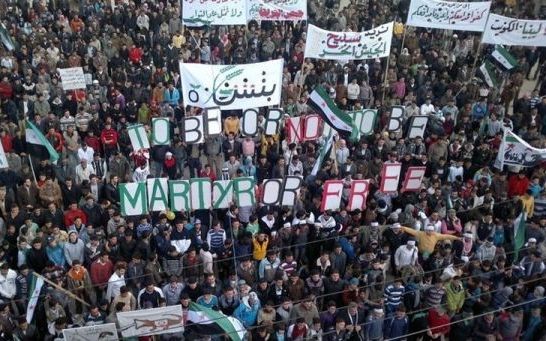 Protesten in Idlib, Syrië. Foto EPA