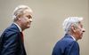 Geert Wilders (PVV) en informateur Ronald Plasterk voorafgaand aan een gesprek over de formatie. Beeld ANP, Sem van der Wal