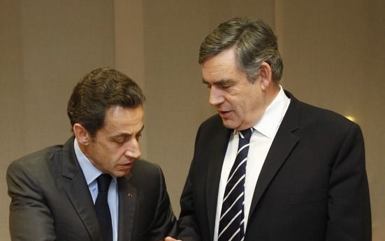 Het idee voor een heffing op bonussen is afkomstig van de Franse president Nicolaas Sarkozy en de Britse premier Gordon Brown. Foto EPA