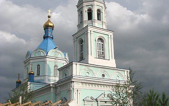 Een kerk in Kazachstan. Het parlement heeft de registratie van kerken en andere religieuze gemeenschappen in Kazachstan nog meer ingeperkt. Foto Wikimedia, http://www.lexsemsk.narod.ru/images/foto/voskr.jpg