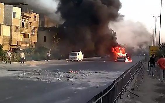 Straatbeeld van Damascus, maandag. Foto EPA