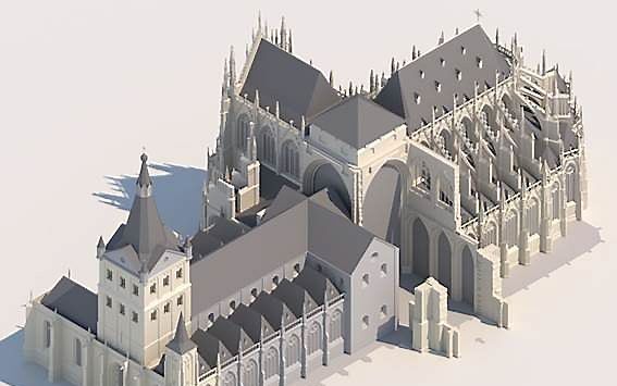 Een van de reconstructies van de Sint Janskathedraal in 's-Hertogenbosch.  beeld WBOOKS/Ronald Glaudemans'