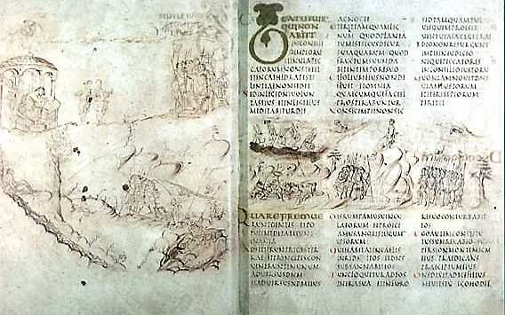 Het begin van het Utrechts Psalter. Foto Wikimedia