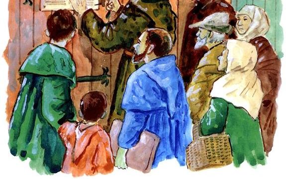 „31 Oktober 1517. Samen met een helper loopt Luther naar de kerk, naar de slotkapel. Ze hebben een rol papier, een hamer en spijkers bij zich. Met enkele hamerslagen wordt het papier aan de deur vastgemaakt. Er staan 95 lange zinnen op. We noemen ze stell