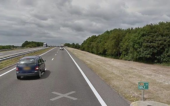 Na 66,7 komt 66,5 op de N31 van Drachten naar Leeuwarden. beeld Google