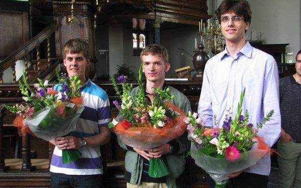 De winnaars (v.l.n.r.): Diederik Blankesteijn, Martien de Vos en Laurens de Man. beeld Marianne van Dijk