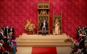 Koning Willem-Alexander leest in de Koninklijke Schouwburg de Troonrede voor aan leden van de Eerste en Tweede Kamer.  beeld ANP ROBIN VAN LONKHUIJSEN
