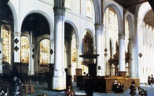 Interieur van de Goudse Sint-Janskerk, door Hendrik Cornelisz. van der Vliet (1662). Foto Wikimedia