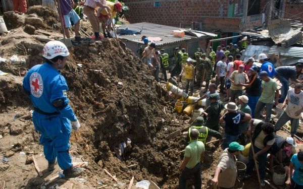 Dodental aardverschuiving Colombia opgelopen. Foto EPA