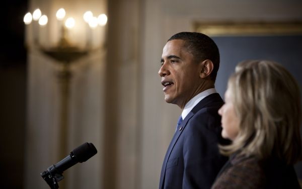 President Obama en minister Clinton. Foto EPA