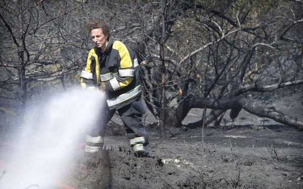 Brandblussen in duingebied Schoorl. Foto ANP