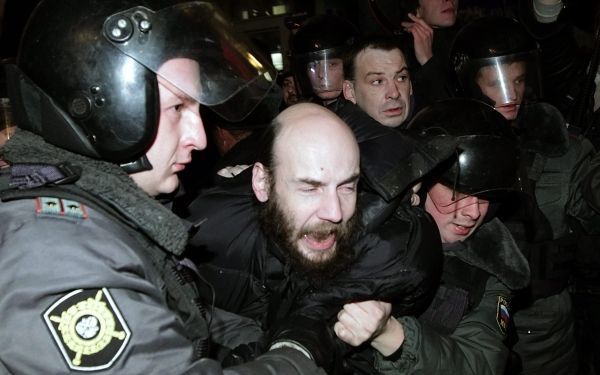 Demonstranten in Moskou. Foto EPA