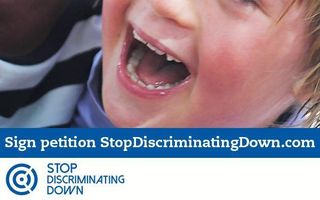 Poster van de campagne Stop discriminating Down. beeld stopdiscriminatingdown.com