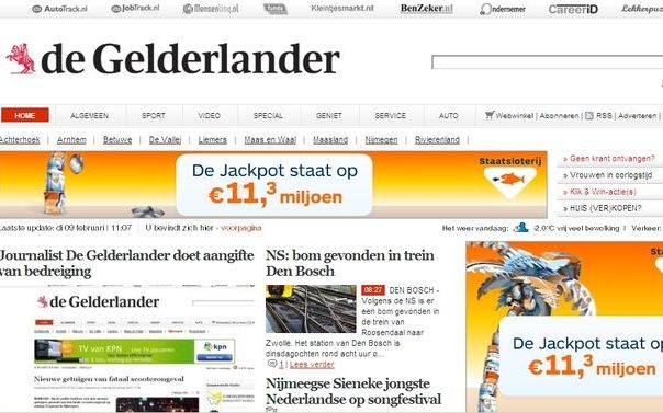 NIJMEGEN - Screenshot van de website van De Gelderlander. Foto RD