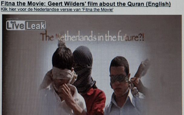 De film Fitna van Wilders is niet discriminerend en zet niet aan tot haat, aldus het openbaar ministerie. Foto ANP