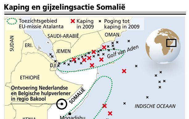 De afgelopen maanden zijn twee Nederlandse schepen betrokken geweest bij een kaping in de Golf van Aden. Foto ANP