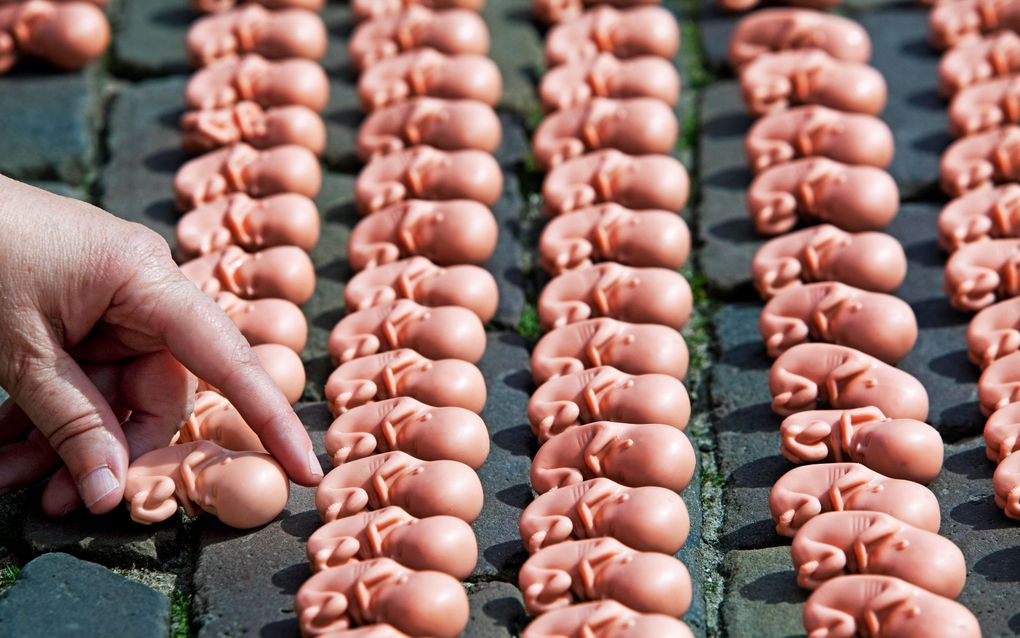 Op het Plein in Den Haag werden een aantal jaren geleden nog honderden plastic foetussen gelegd om te protesteren tegen abortus. beeld ANP, Robin Utrecht