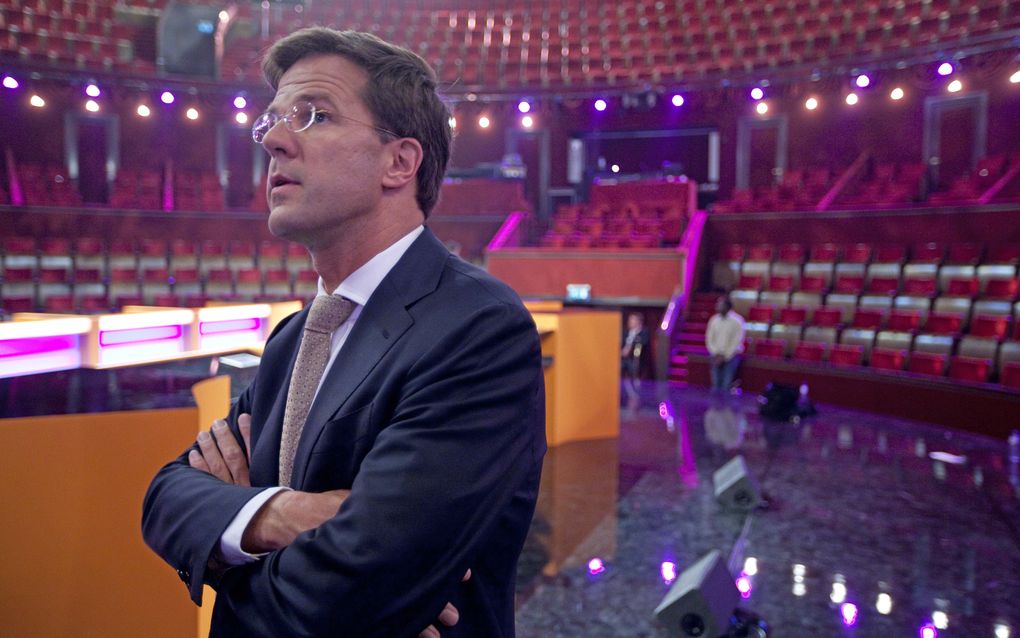 Rutte kreeg het gisteren voor de kiezen tijdens het debat in Carré. Foto ANP