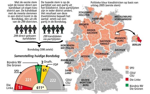 RIJSWIJK - Kaart van Duitsland met kiesdistricten. Foto ANP