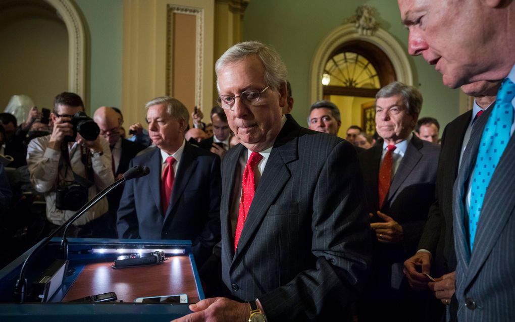 Mitch McConnell, leider van de Republikeinen in de Senaat. beeld EPA