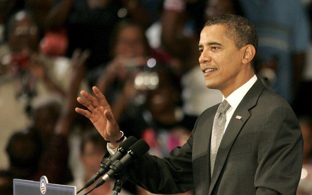 Obama dinsdag tijdens een toespraak op het Palm Beach Community College, Florida. Foto EPA