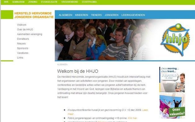 APELDOORN – De Her­steld Hervormde Jongerenorganisatie (HHJO) heeft sinds maandag een nieuwe website. Illustratie website HHJO