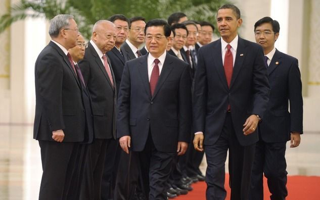 President Obama (r.) op bezoek bij de Chinese president Hu Jintao. Foto EPA