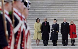 De militaire parade had plaats na de inaugurele lunch in het Capitool in Washington. Foto EPA