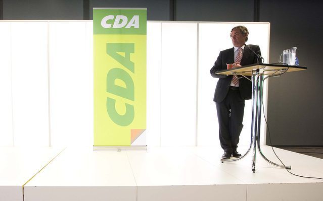 Minister Donner van Sociale Zaken en fractievoorzitter Van Geel spreken zaterdagochtend op het CDA-congres in Utrecht. Foto ANP