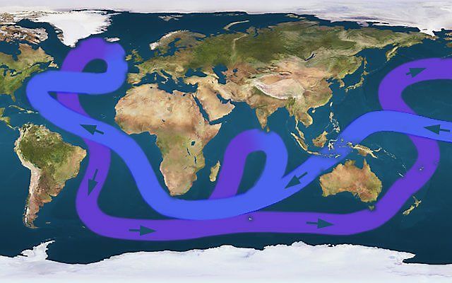 De warme golfstroom maakt deel uit van een complexe zeestroming. Foto Wikipedia