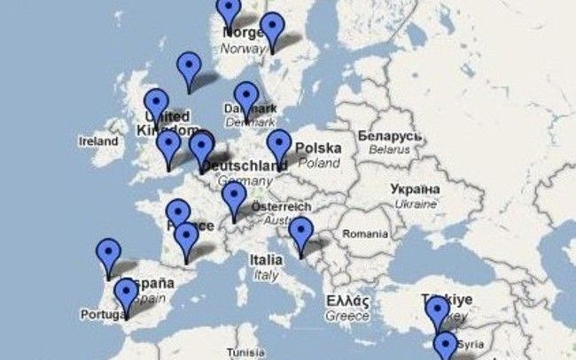 Locaties die beschreven worden in de Reizenbijlage 2010.