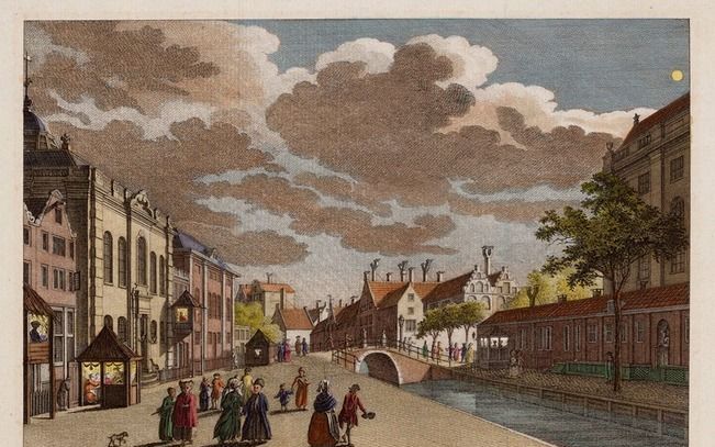 Loofhuttenfeest in Amsterdam (1782). Joden bouwen loofhutten bij de Nieuwe en Grote Synagoge. Foto Gemeentearchief Amsterdam