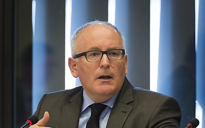 Minister van Buitenlandse Zaken Timmermans tijdens het algemeen overleg over repatrieringsmissie in Oekraine. beeld ANP