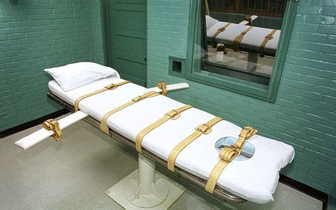 Executieruimte in de gevangenis van Huntsville, Texas. Ter dood veroordeelde gevangenen krijgen hier een dodelijke injectie toegediend. Foto EPA