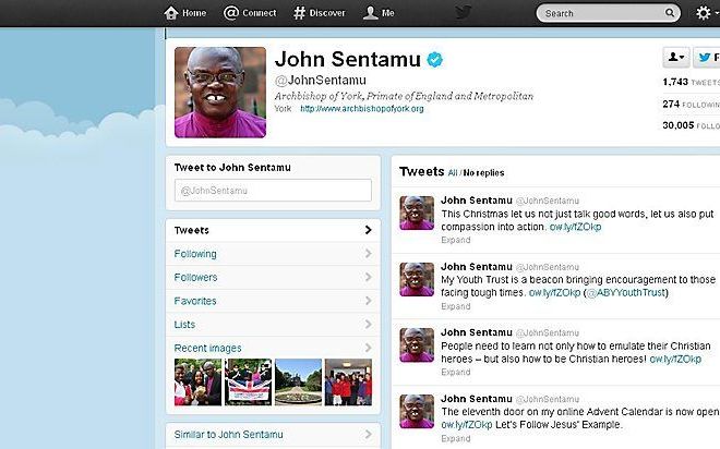 Engelse bisschoppen gaan twitteren over Kerst. Een daarvan is aartsbisschop John Sentamu van York. Beeld RD