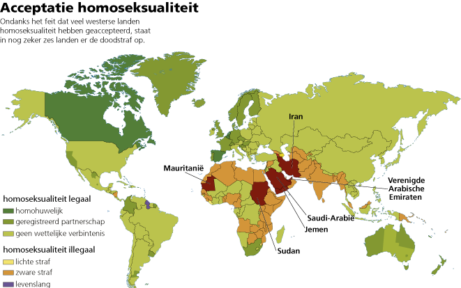 Acceptatie homo's wereldwijd. Graphic RD, Hein Peter Jonker