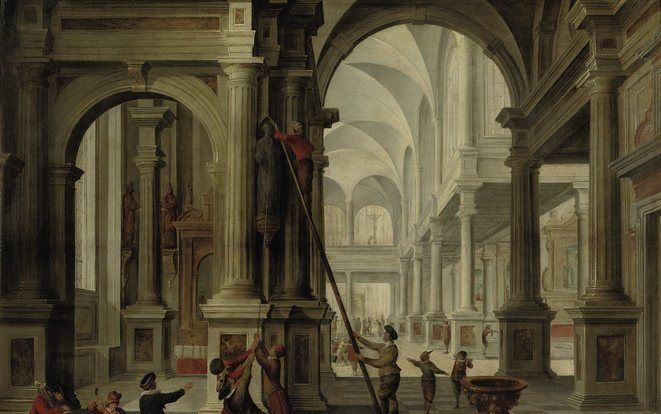 ”Beeldenstormers in een gotische kerk”, door Hendrik van Steenwijck II (1580 1649), olieverf op paneel; verwachte opbrengst ongeveer 70.000 euro. Foto Christie’s