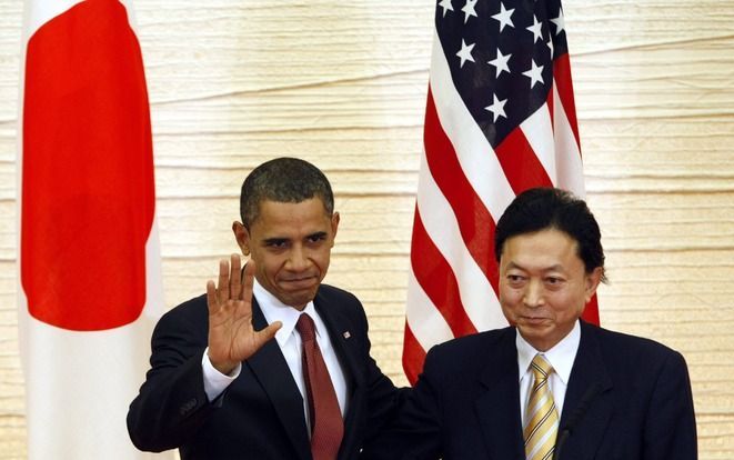 De Amerikaanse president Barack Obama en de Japanse premier Yukio Hatoyama. Foto EPA