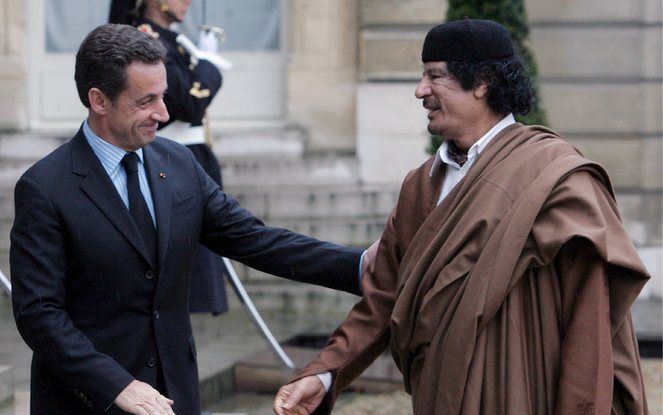 De Libische leider Kadhafi ontmoet Sarkozy. Foto EPA