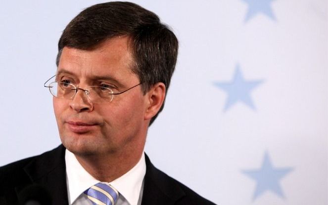 Premier Balkenende vrijdag tijdens een persconferentie in Brussel na de EU-top over klimaat. Foto EPA