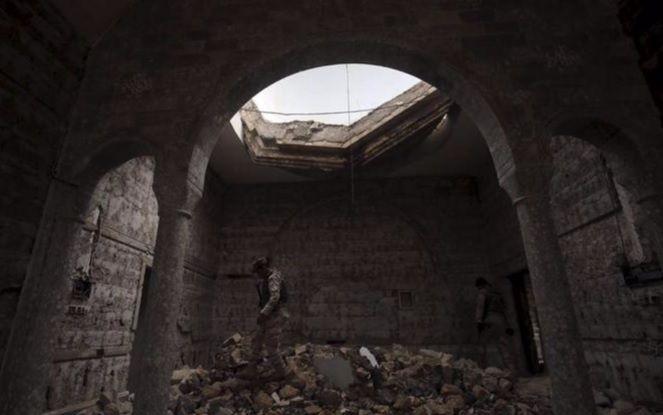 Door IS verwoeste kerk in Mosul. beeld AFP