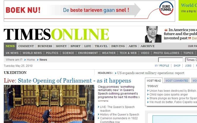 LONDEN - De website van The Times. The Times en The Sunday Times krijgen betaalde websites. Foto RD