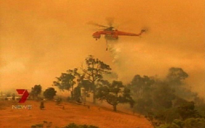 Tv-beelden van de bosbranden in Australië.