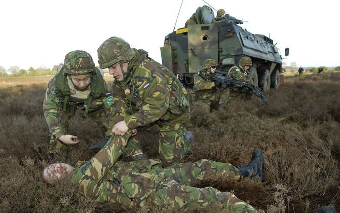 De NAVO wil oefenen in Georgië. Foto: een oefening in Ede. - Foto ANP