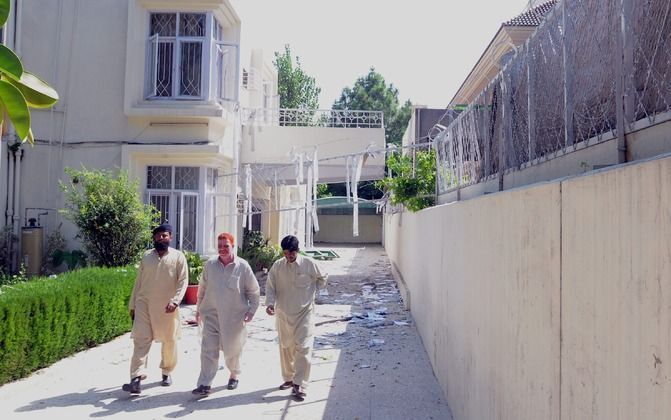 Het VN-kantoor in Islamabad waar maandag een bom ontplofte. Foto EPA