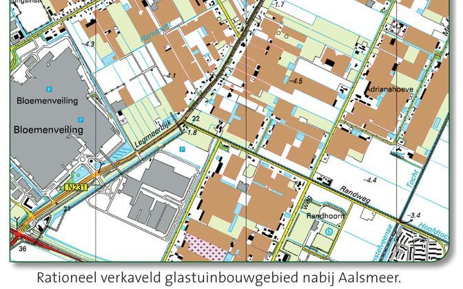 Rationeel verkaveld glastuinbouwgebied nabij Aalsmeer. Illustraties uit besproken boek.