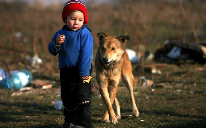 NIJKERK - De Bond van Hervormde Zondagsscholen op Gereformeerde Grondslag houdt een actie voor Romakinderen. Op de foto een Roma-jongetje uit Roemenië. Foto EPA